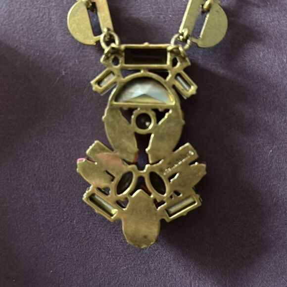 Stella & Dot Pop Geo Necklace Goldtone Coral Color Stones with Crystals - Picture 5 of 5